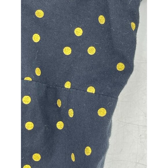 J Crew Women's Button Down Collar Shirt Black Yellow Polka Dot Sz 4  100% Cotton - Picture 7 of 12